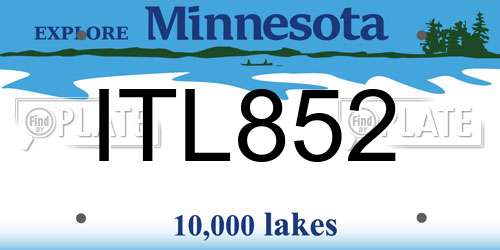 ITL852 Minnesota License Plate
