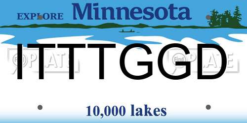 ITTTGGD Minnesota License Plate