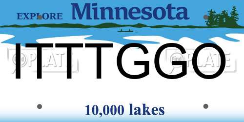 ITTTGGO Minnesota License Plate
