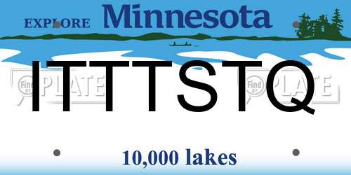 ITTTSTQ Minnesota License Plate