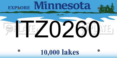 ITZ0260 Minnesota License Plate