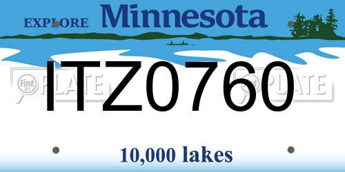 ITZ0760 Minnesota License Plate