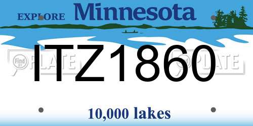 ITZ1860 Minnesota License Plate