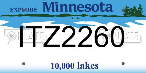 ITZ2260 Minnesota License Plate