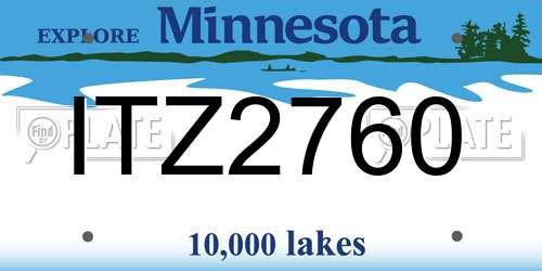 ITZ2760 Minnesota License Plate