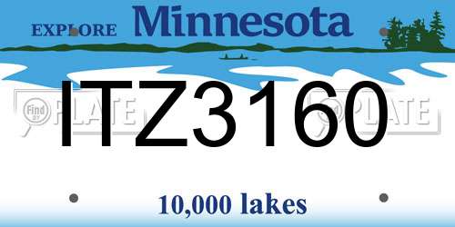ITZ3160 Minnesota License Plate