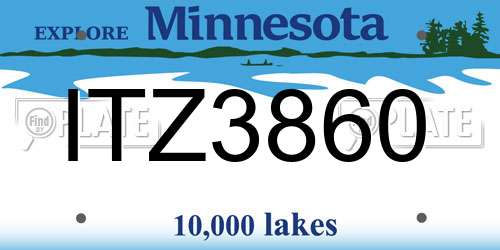 ITZ3860 Minnesota License Plate