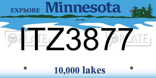 ITZ3877 Minnesota License Plate