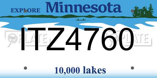 ITZ4760 Minnesota License Plate
