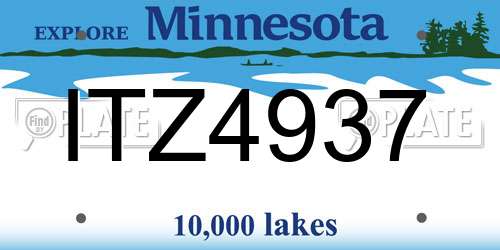 ITZ4937 Minnesota License Plate
