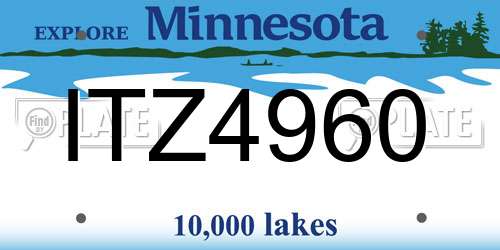 ITZ4960 Minnesota License Plate