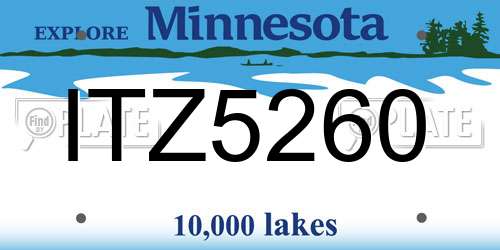 ITZ5260 Minnesota License Plate