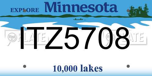 ITZ5708 Minnesota License Plate
