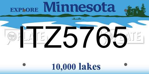 ITZ5765 Minnesota License Plate