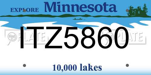 ITZ5860 Minnesota License Plate