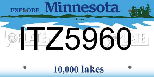 ITZ5960 Minnesota License Plate