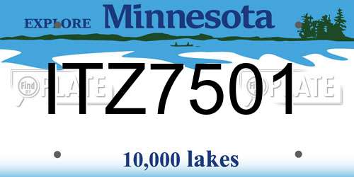 ITZ7501 Minnesota License Plate