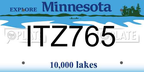 ITZ765 Minnesota License Plate