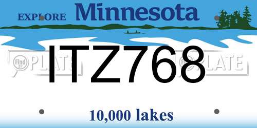 ITZ768 Minnesota License Plate