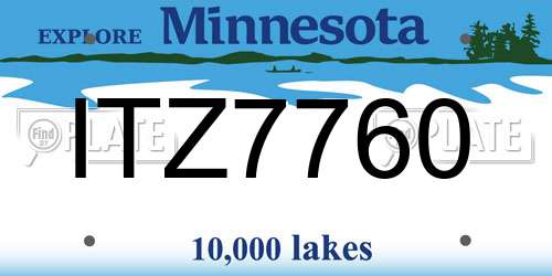 ITZ7760 Minnesota License Plate