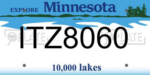 ITZ8060 Minnesota License Plate