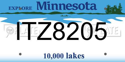 ITZ8205 Minnesota License Plate