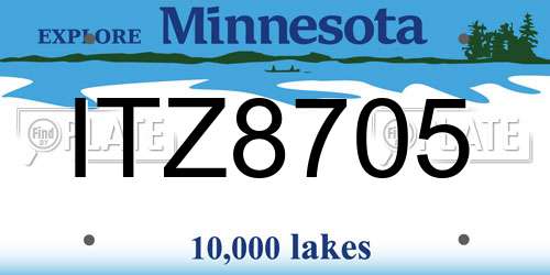 ITZ8705 Minnesota License Plate