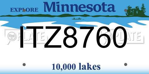 ITZ8760 Minnesota License Plate