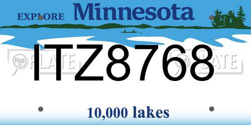 ITZ8768 Minnesota License Plate