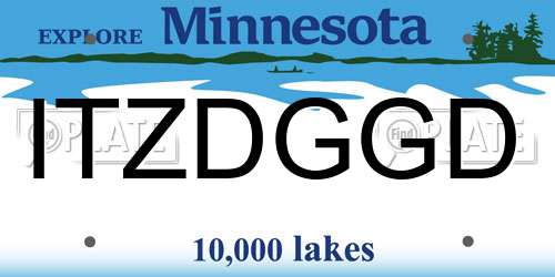 ITZDGGD Minnesota License Plate