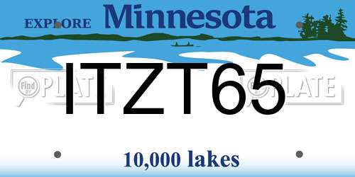 ITZT65 Minnesota License Plate