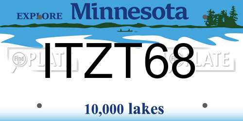 ITZT68 Minnesota License Plate