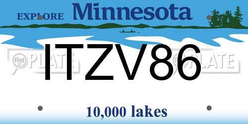 ITZV86 Minnesota License Plate