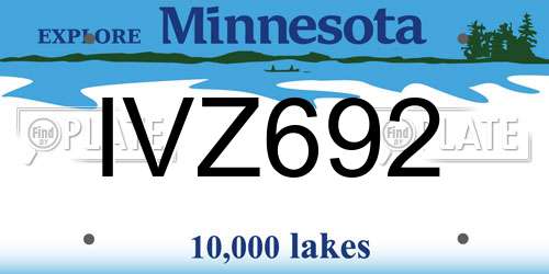 IVZ692 Minnesota License Plate