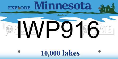 IWP916 Minnesota License Plate