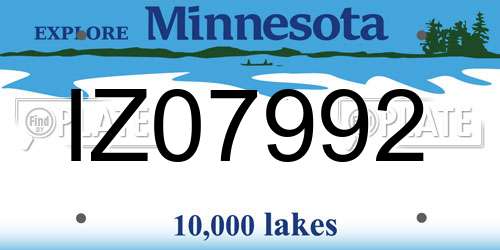 IZ07992 Minnesota License Plate