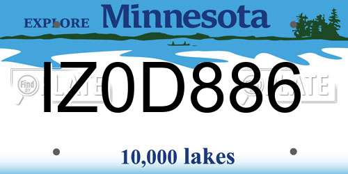 IZ0D886 Minnesota License Plate