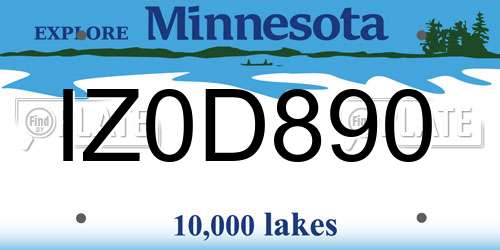 IZ0D890 Minnesota License Plate