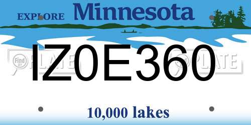 IZ0E360 Minnesota License Plate