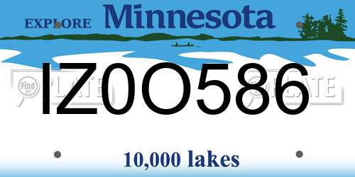 IZ0O586 Minnesota License Plate