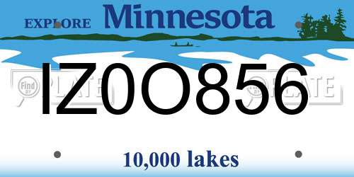 IZ0O856 Minnesota License Plate