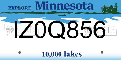 IZ0Q856 Minnesota License Plate