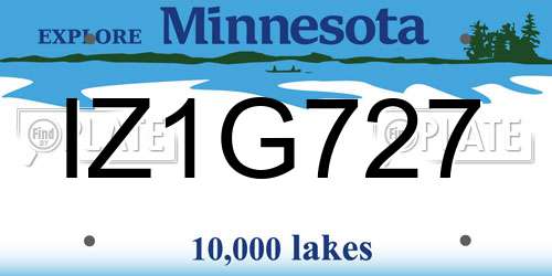 IZ1G727 Minnesota License Plate