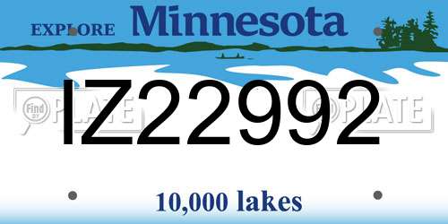 IZ22992 Minnesota License Plate