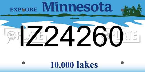 IZ24260 Minnesota License Plate