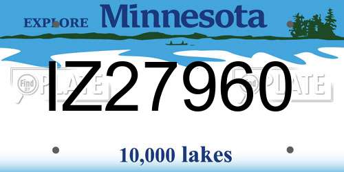 IZ27960 Minnesota License Plate