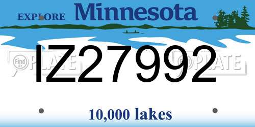 IZ27992 Minnesota License Plate