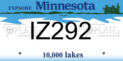 IZ292 Minnesota License Plate