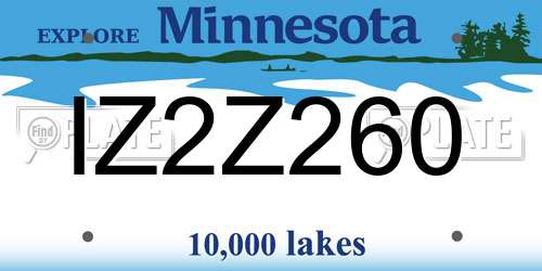 IZ2Z260 Minnesota License Plate