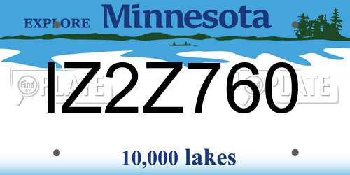 IZ2Z760 Minnesota License Plate